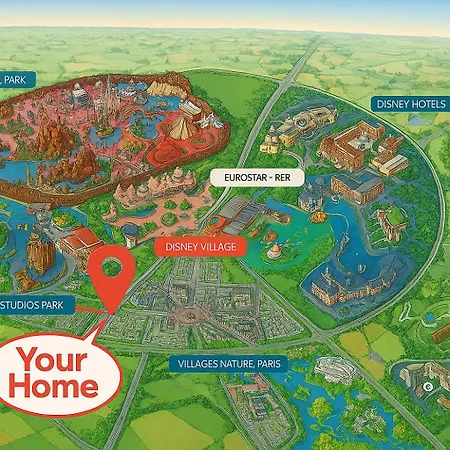 Disneyland Paris, 70m², Parking Prive דירה סאריס